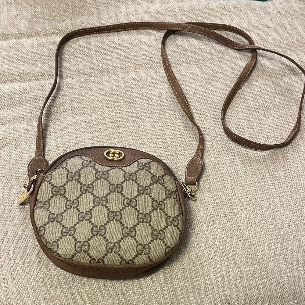 Vintage Gucci Beige and Brown GG Crossbody Bag
